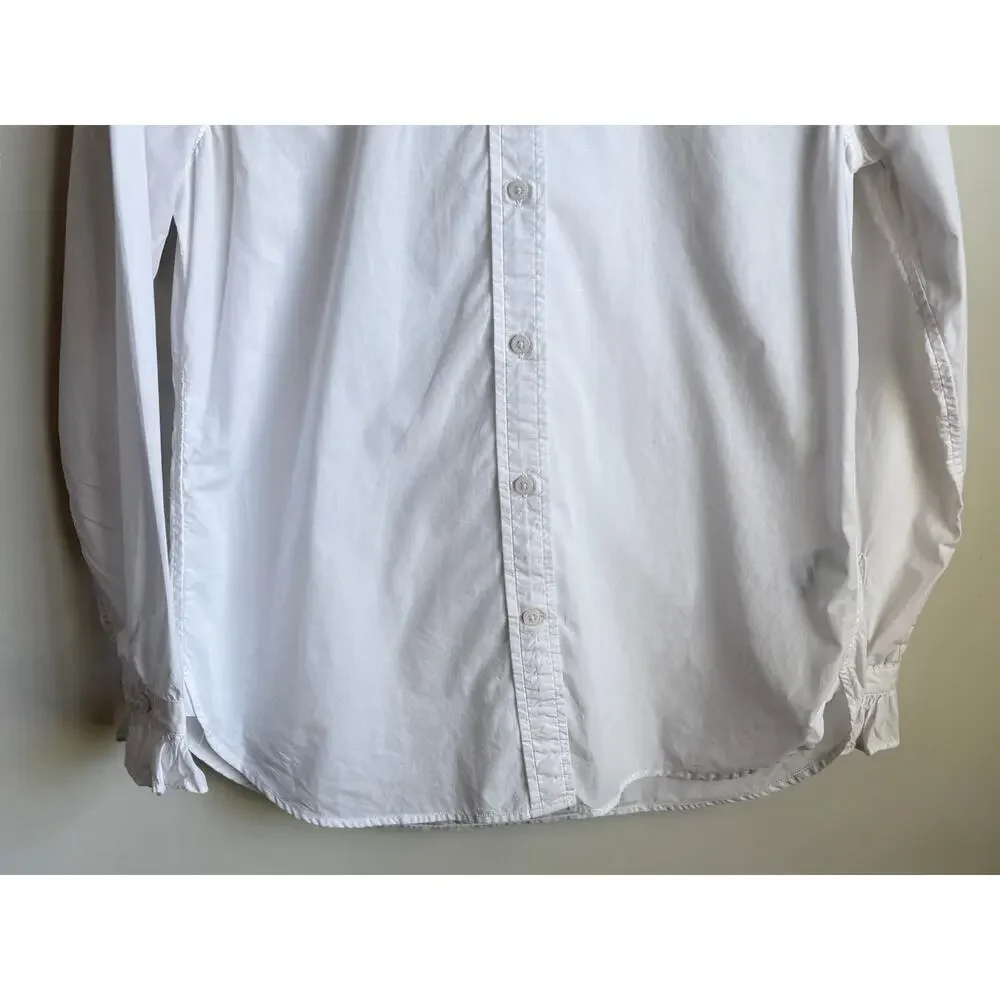 J. Crew Cotton Long Sleeve Classic-Fit Ruffle Neck Shirt White Women's Size 2